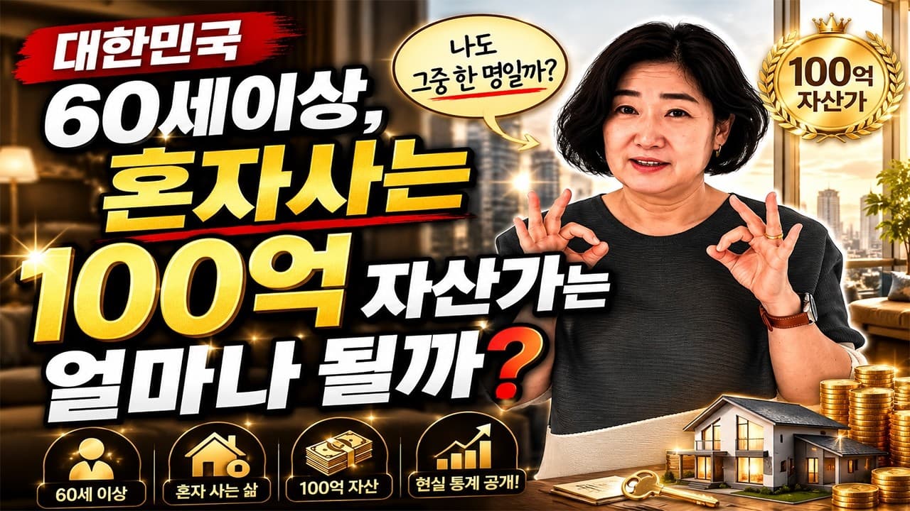 대한민국 60세 이상 혼자 사는 100억 자산가는 얼마나 될까? 김효순 ☎ 010 6519 3631